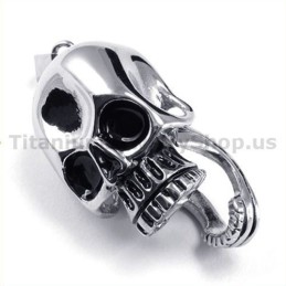 Pure Titanium Skull Design Pendant - Free Chain