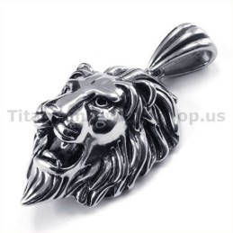 Titanium Lion Head Pendant - Free Chain