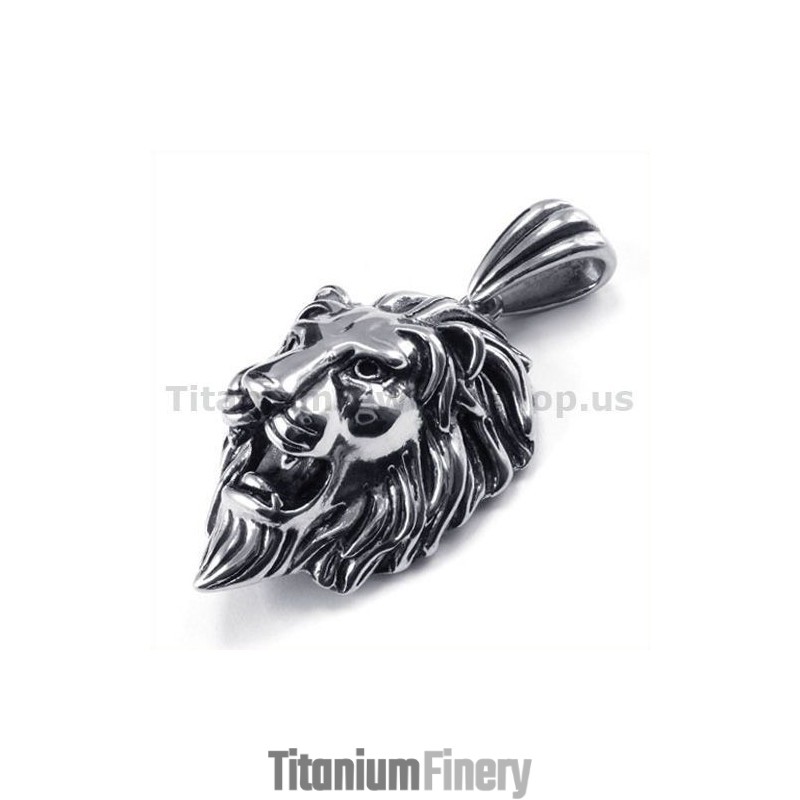 Titanium Lion Head Pendant - Free Chain Titanium Lion Head Pendant - Free Chain