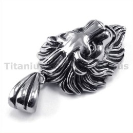 Titanium Lion Head Pendant - Free Chain