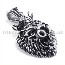 Titanium Lion King Head Pendant - Free Chain