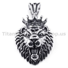 Titanium Lion King Head Pendant - Free Chain