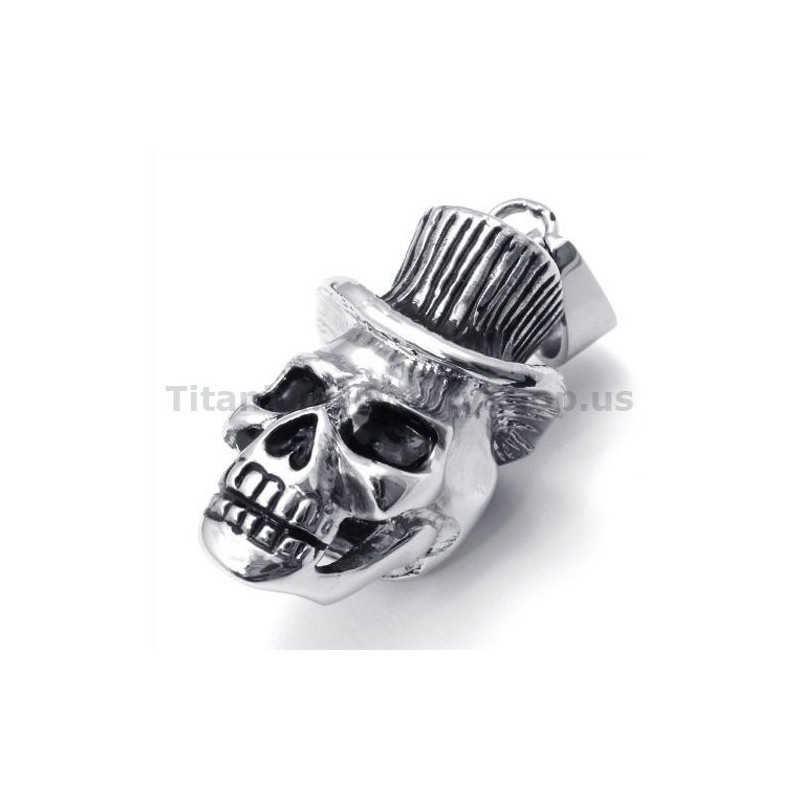 Titanium Skull Design Pendant With Hat - Free Chain Titanium Skull Design Pendant With Hat - Free Chain