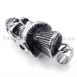 Titanium Skull Design Pendant With Hat - Free Chain