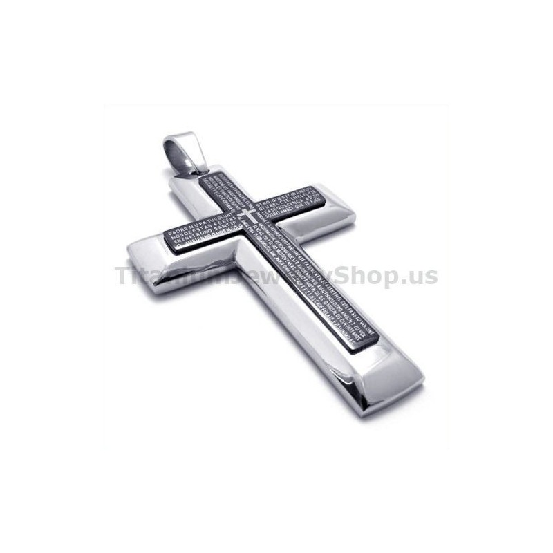 Two Layers Pure Titanium Black Cross Pendant - Free Chain Two Layers Pure Titanium Black Cross Pendant - Free Chain