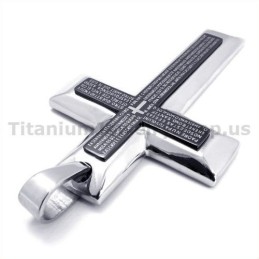 Two Layers Pure Titanium Black Cross Pendant - Free Chain