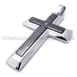 Two Layers Pure Titanium Black Cross Pendant - Free Chain