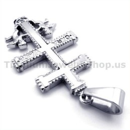 Two Angels Caravaca Cross Titanium Pendant - Free Chain