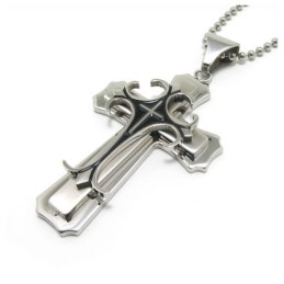 Man 2 Layer Cross Pure Titanium Pendant Free Chain