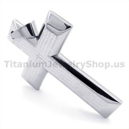 Silver Color Titanium Cross Pendant - Free Chain