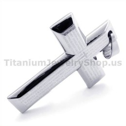 Silver Color Titanium Cross Pendant - Free Chain