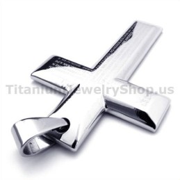Silver Color Titanium Cross Pendant - Free Chain