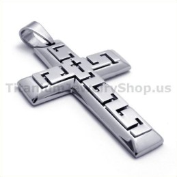 Silver Cross Titanium Pendant - Free Chain