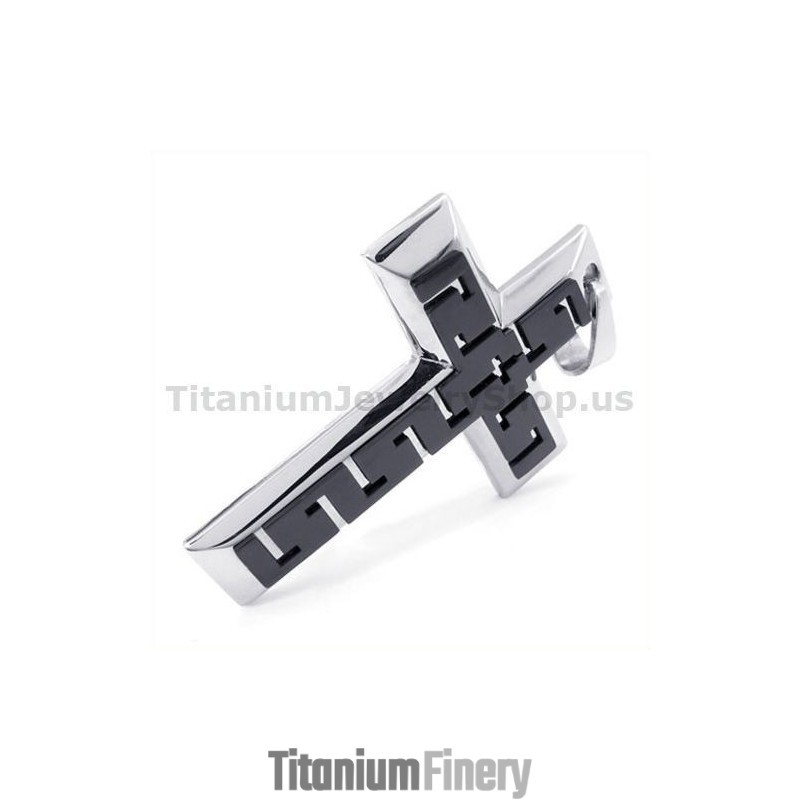 Black Titanium Cross Pendant - Free Chain