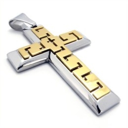 Golden Cross Titanium Pendant - Free Chain