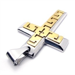 Golden Cross Titanium Pendant - Free Chain