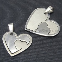 Matching Set Sweetheart Titanium Lovers Pendants-Free Chains