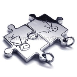 Jigsaw Puzzle Titanium Lovers Pendants-Free Chains