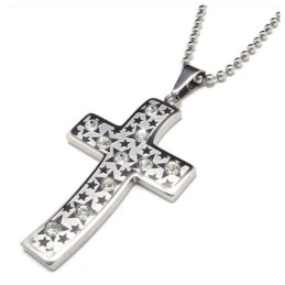 Titanium Diamond Cross Necklace Pendant For Men