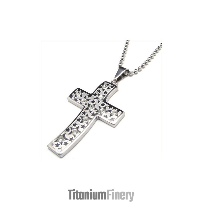 Titanium Diamond Cross Necklace Pendant For Men Titanium Diamond Cross Necklace Pendant For Men