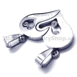 Sweetheart Titanium Lovers Pendants With Diamonds-Free Chains