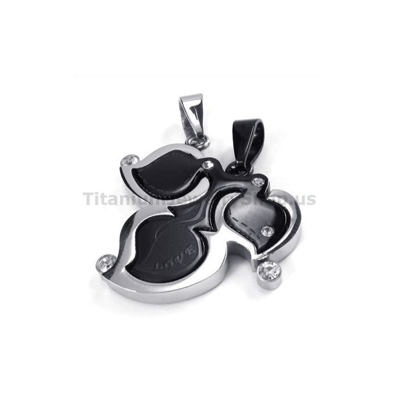 Maple Leaf Titanium Lovers Pendants With Diamonds-Free Chains Maple Leaf Titanium Lovers Pendants With Diamonds-Free Chains