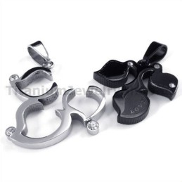 Maple Leaf Titanium Lovers Pendants With Diamonds-Free Chains