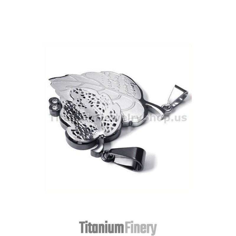 Love You Titanium Lovers Pendants With Diamonds-Free Chains