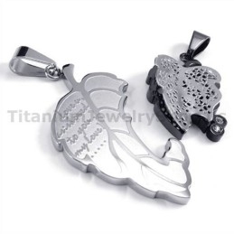 Love You Titanium Lovers Pendants With Diamonds-Free Chains