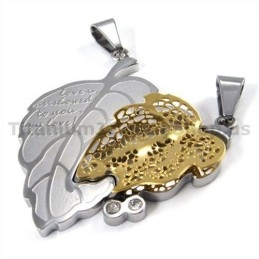 Love You Titanium Lovers Pendants With Diamonds-Free Chains