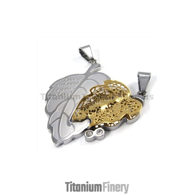 Love You Titanium Lovers Pendants With Diamonds-Free Chains