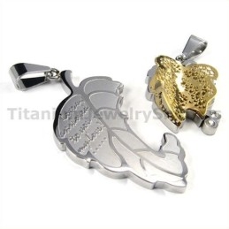 Love You Titanium Lovers Pendants With Diamonds-Free Chains