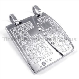 Love Titanium Lovers Pendants With Diamonds-Free Chains