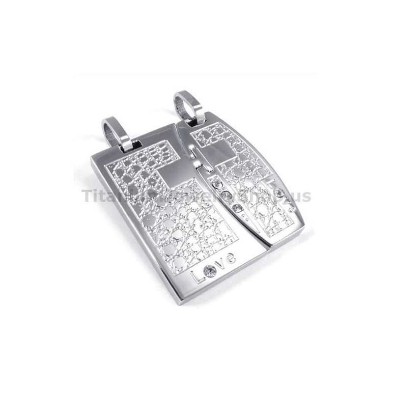 Love Titanium Lovers Pendants With Diamonds-Free Chains Love Titanium Lovers Pendants With Diamonds-Free Chains
