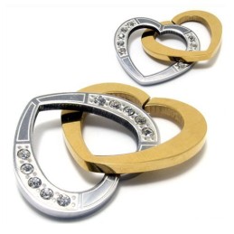 Two Heart-Shaped Titanium Diamond Necklace Pendant
