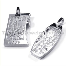 Love Titanium Lovers Pendants With Diamonds-Free Chains