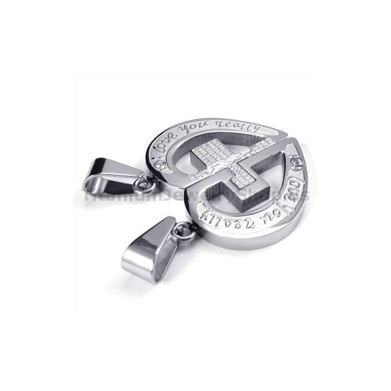 Love You Really Titanium Lovers Pendants With Diamond-Free Chains Love You Really Titanium Lovers Pendants With Diamond-Free Chains