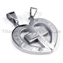 Love You Really Titanium Lovers Pendants With Diamond-Free Chains
