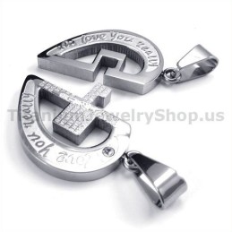 Love You Really Titanium Lovers Pendants With Diamond-Free Chains