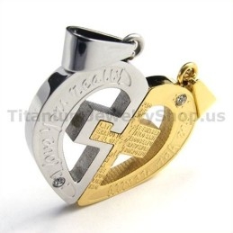 Love You Really Gloden Titanium Lovers Pendants With Diamond-Free Chains