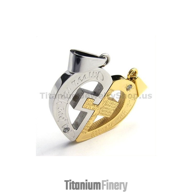 Love You Really Gloden Titanium Lovers Pendants With Diamond-Free Chains Love You Really Gloden Titanium Lovers Pendants With Diamond-Free Chains