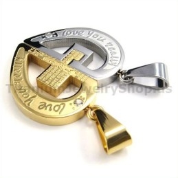 Love You Really Gloden Titanium Lovers Pendants With Diamond-Free Chains