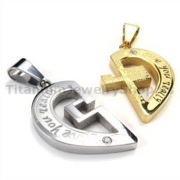 Love You Really Gloden Titanium Lovers Pendants With Diamond-Free Chains