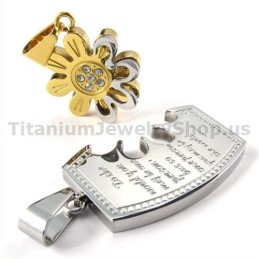 Gloden Titanium Lovers Pendants-Free Chains