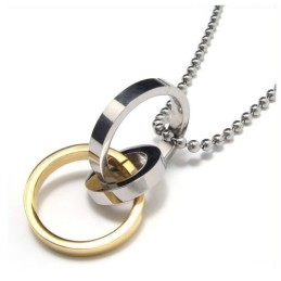 Men's Pure Titanium Three Rings Necklace Pendant Chain (New)