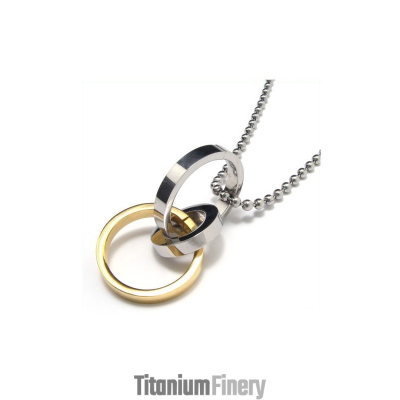 Men's Pure Titanium Three Rings Necklace Pendant Chain (New) Men's Pure Titanium Three Rings Necklace Pendant Chain (New)