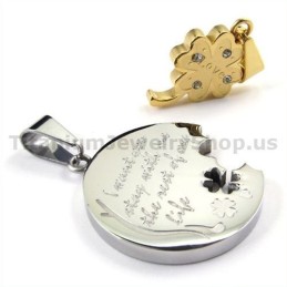 Gloden Four Leaves Clover Titanium Lovers Pendants-Free Chains