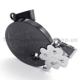 Four Leaves Clover Black Titanium Lovers Pendants-Free Chains