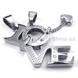 Love Titanium Lovers Pendants With Diamonds-Free Chains