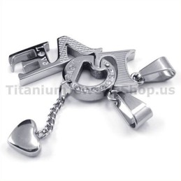 Love Titanium Lovers Pendants With Diamonds-Free Chains